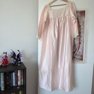 Vintage Christian Dior Pink Lace Trim Nightgown Maxi Gown Large